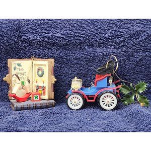 1Peugeot KMC Antique Car And 1The Night Before Christmas Christmas Ornaments‎